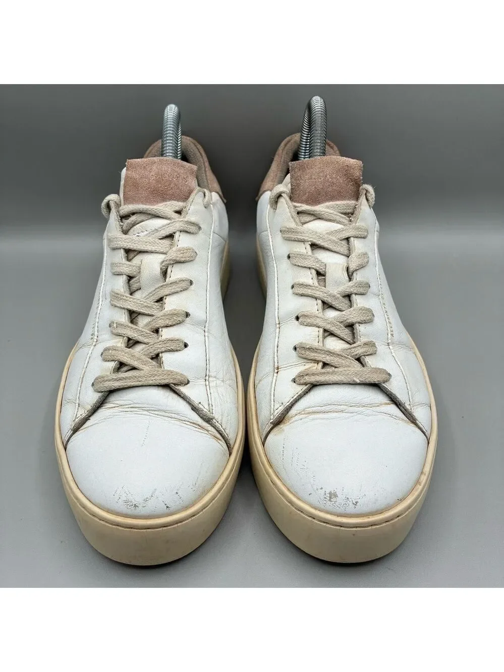 AllSaints Shana Low Top Sneakers Women’s 9 White Leather Lace Up Shoes WF657X